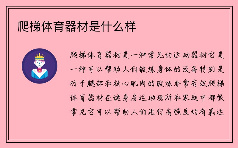 爬梯体育器材是什么样