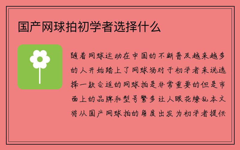 国产网球拍初学者选择什么